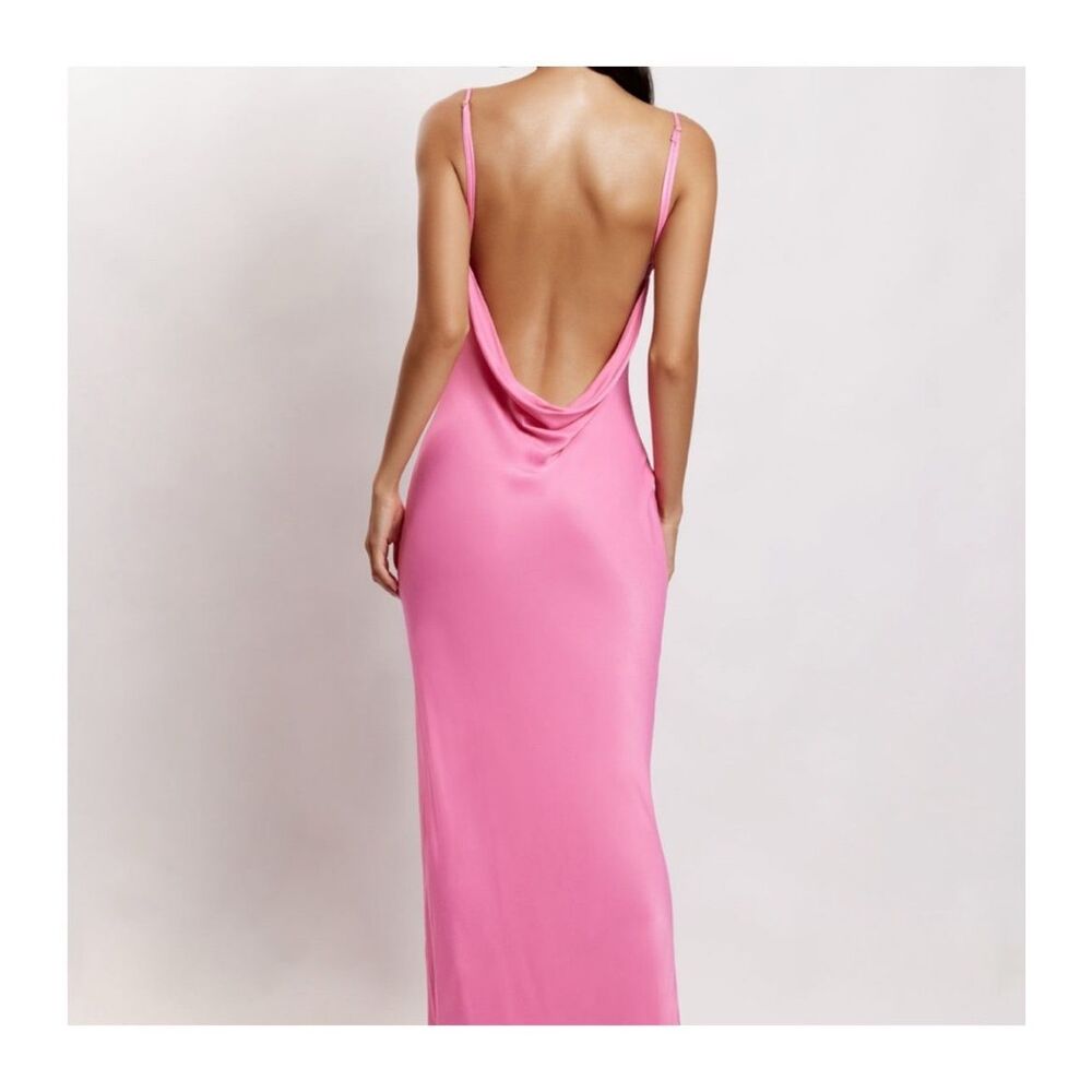 Meshki Jade Cowl Neck Backless Maxi Dress With Slit Pink Size XXL - Picture 3 of 10